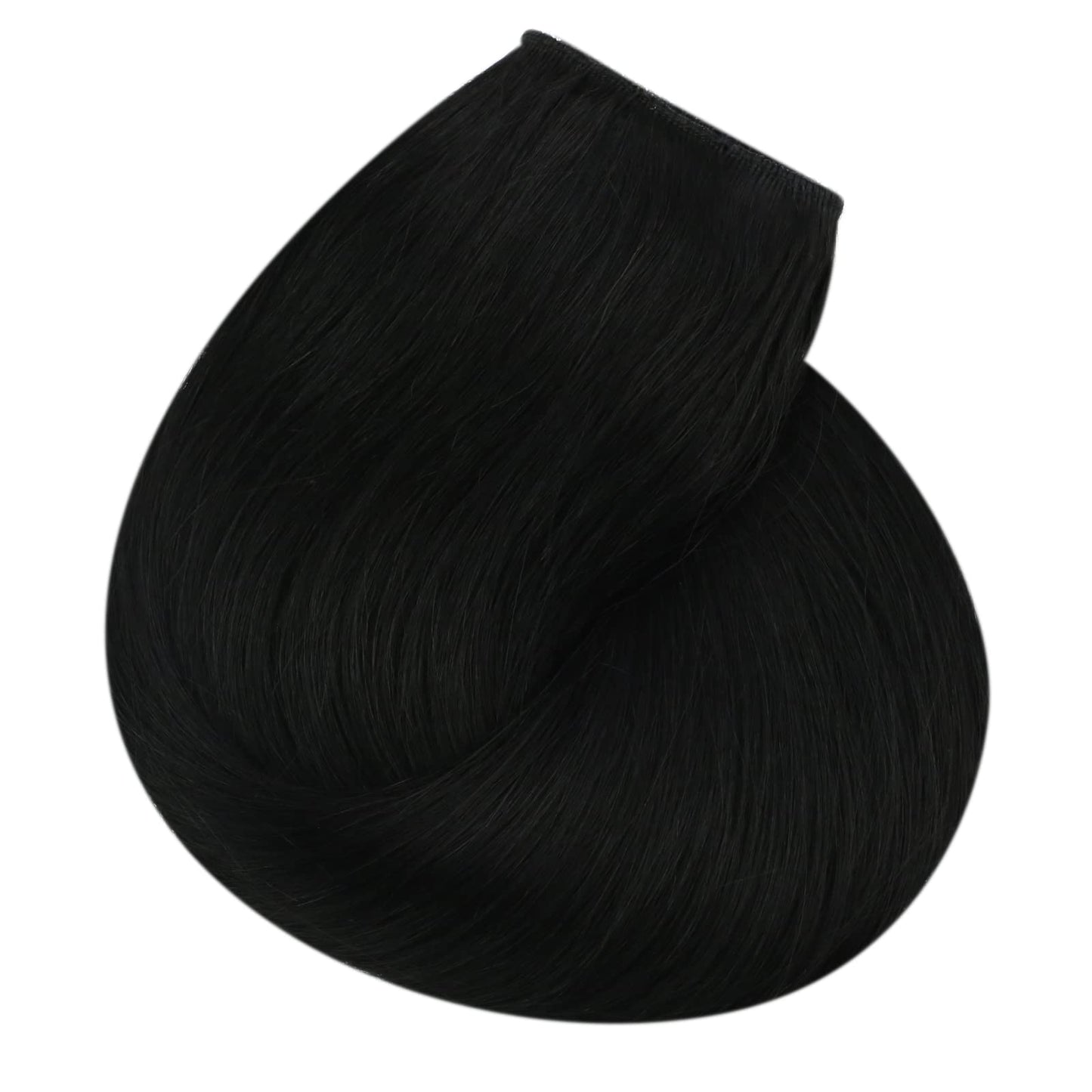 Sunny Wire Hair Extensions Real Human Hair Fish Line Human Hair Extensions Invisible Wire Extensions Jet Black #1 12 Inch