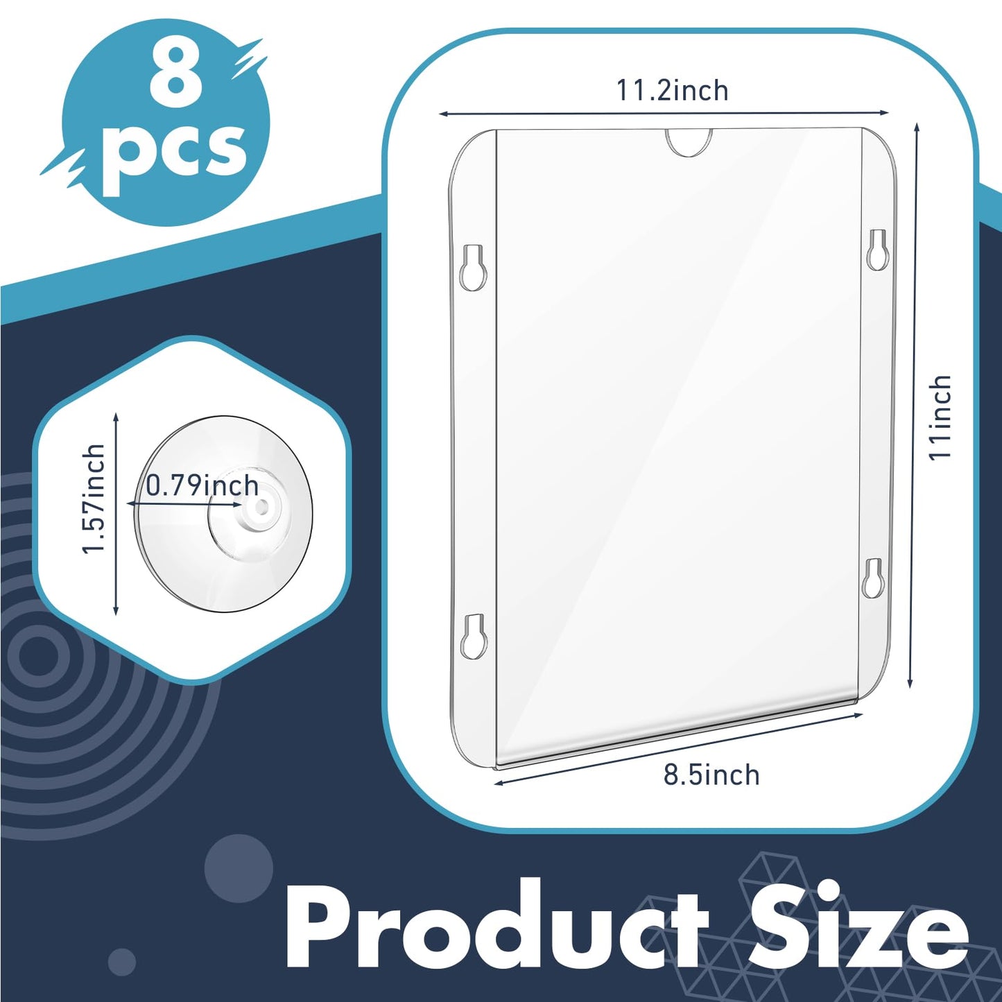 Handepo 8 Pack Acrylic Window Sign Holder 8.5 x 11 Inch with 4 Suction Cups Clear Frames Glass Door Mount Wall Signage for Office Restaurant Store Menu Display Home Notices (Classic style)
