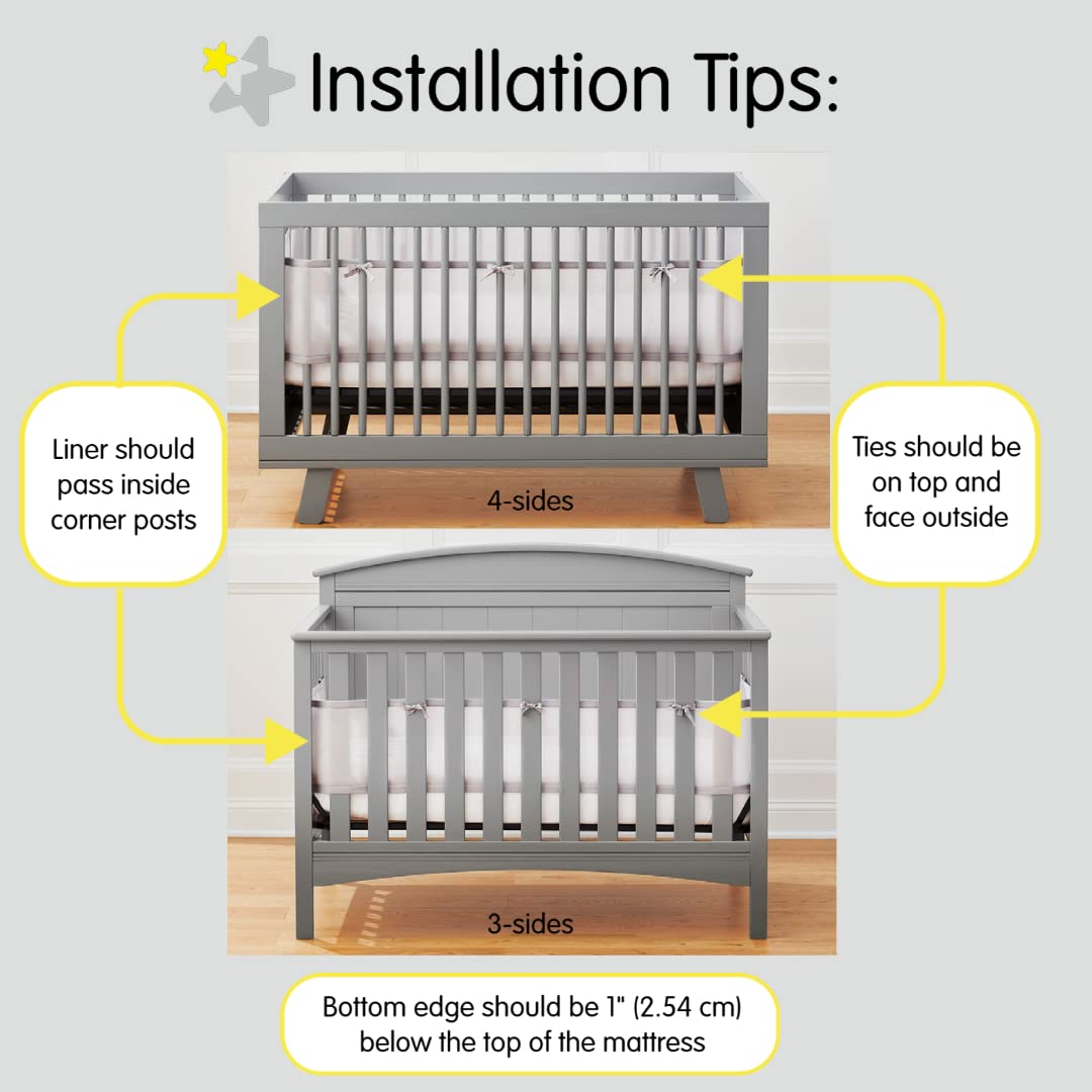 BreathableBaby Breathable Mesh Liner for Full-Size Cribs, Classic 3mm Mesh, Safari Fun Too (Size 4FS Covers 3 or 4 Sides)
