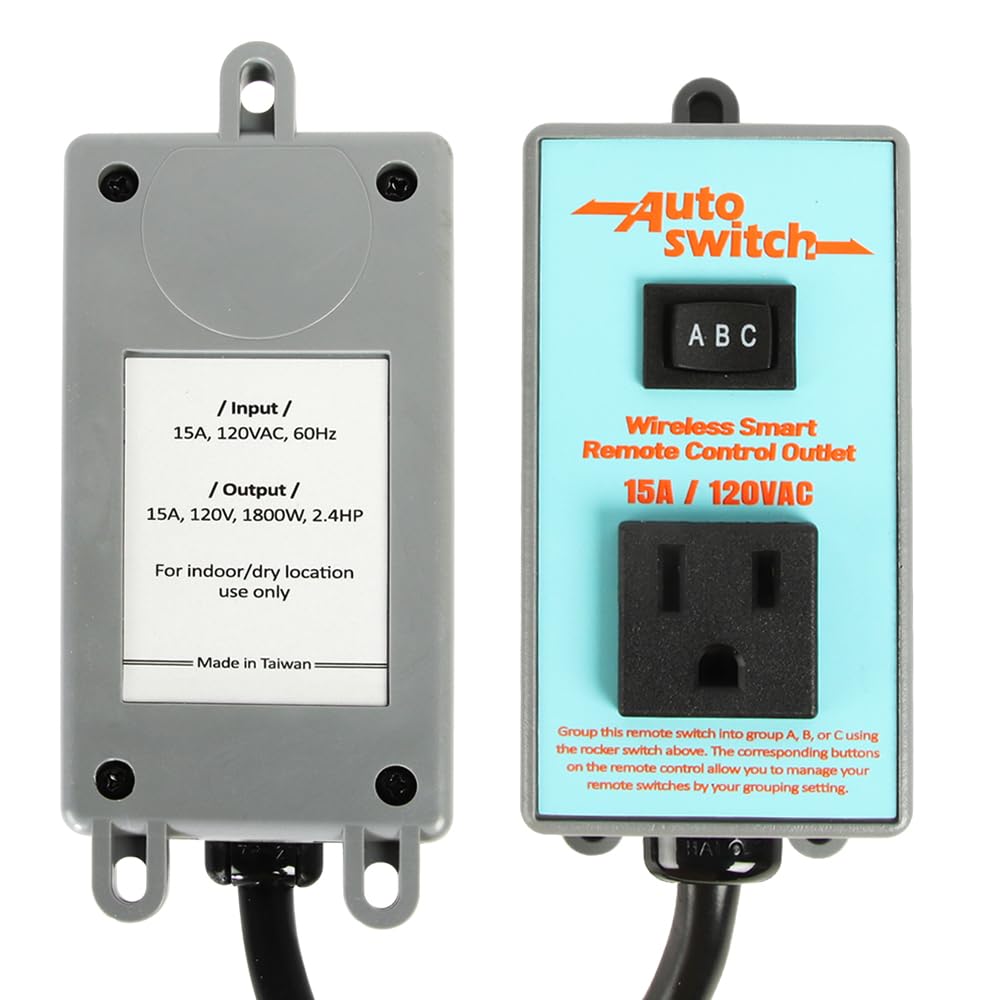 O'SKOOL Remote Control Wireless Electrical Outlet Switch, 433M Transmitter 120V Plug (Battery Included)