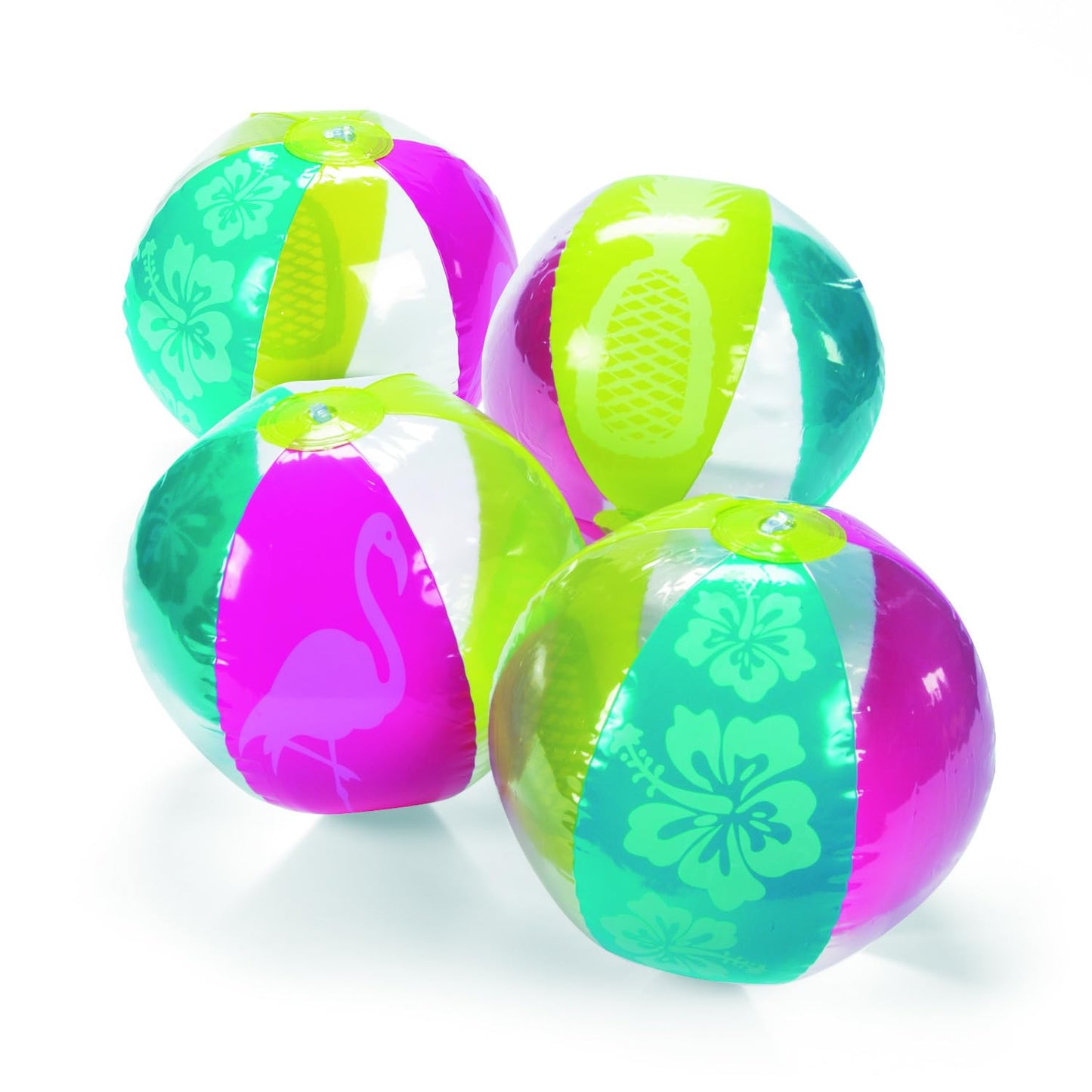 Fun Express Pool Toys Beach Balls 12 Pack - Tropical Inflatable Ball Set for Kids Ages 4-8 | Summer Water Toys for Pool Party Games & Beach Party Decorations | Luau Hawaiian Party Favors