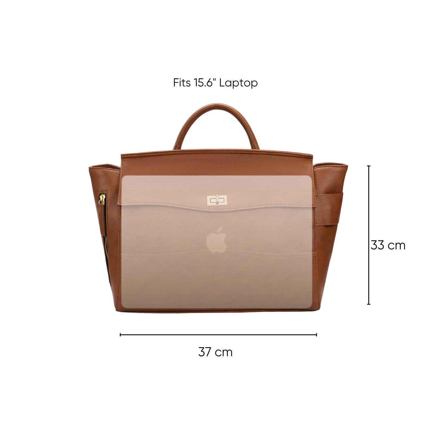 RASHKI ARIA Women tote bag | 15.6" Laptop Messenger Bag | Laptop Bag | Office Bag | College Bag | Vegan Leather (TAN)