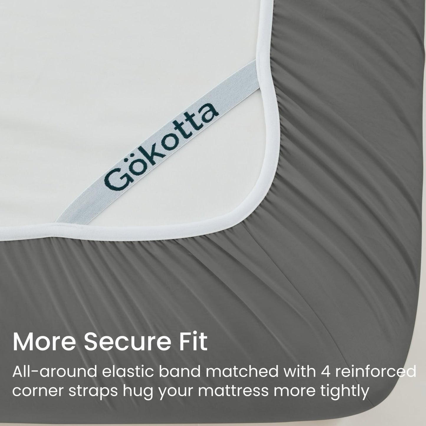 GOKOTTA 4-Pcs Queen Sheet Set, 16 Inch Deep Pocket Queen Sheets with Elastic Corner Straps, Brushed Microfiber Polyester - Hotel Luxury, Ultra Soft, Breathable, Anti-Rip, Wrinkle-Free - Dark Grey