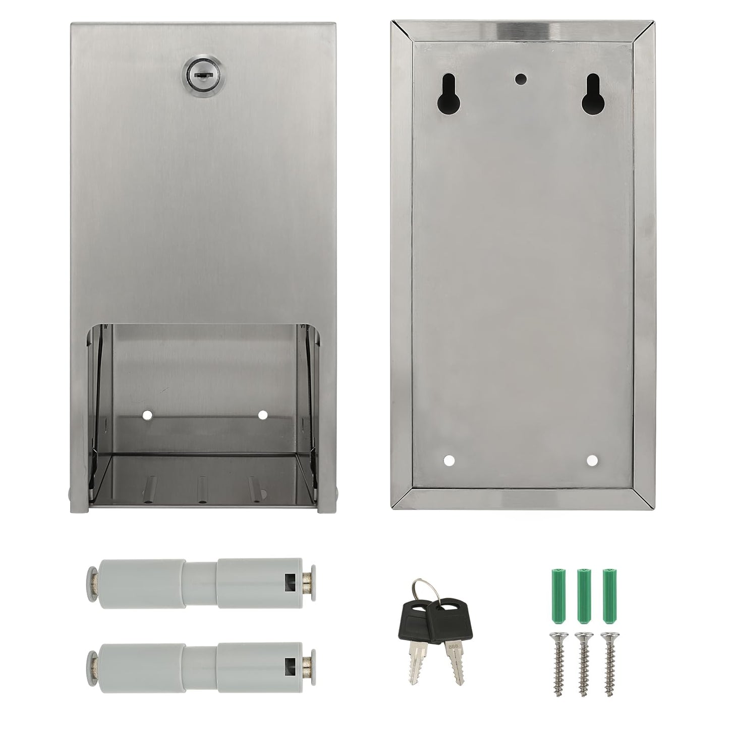 Stardrix 2 Roll Stainless Steel Commercial Toilet Paper Dispenser, Heavy Duty Wall Mount Tissue Holder with Lock for Restroom/Bathroom