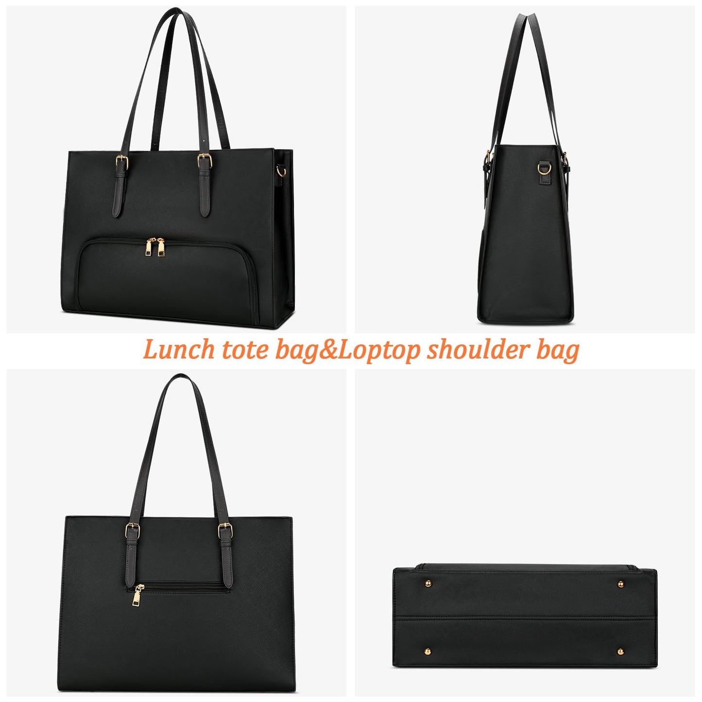 KKXIU Lunch Tote Bag for Women 15.6 Inch Laptop Briefcase Work Bag with Insulated Lunch Compartment Messenger Handbags for Business, Work, Nurse, Office, Collage, Casual, Gift for Women