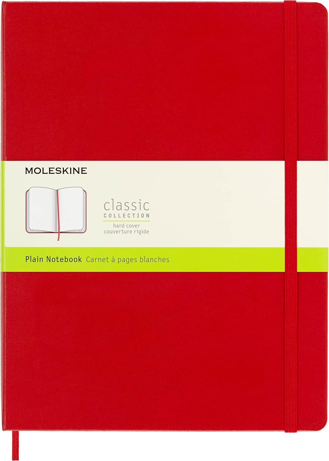 Moleskine Classic Notebook, Hard Cover, XL (7.5" x 9.5") Plain/Blank, Scarlet Red, 192 Pages (8055002855105)