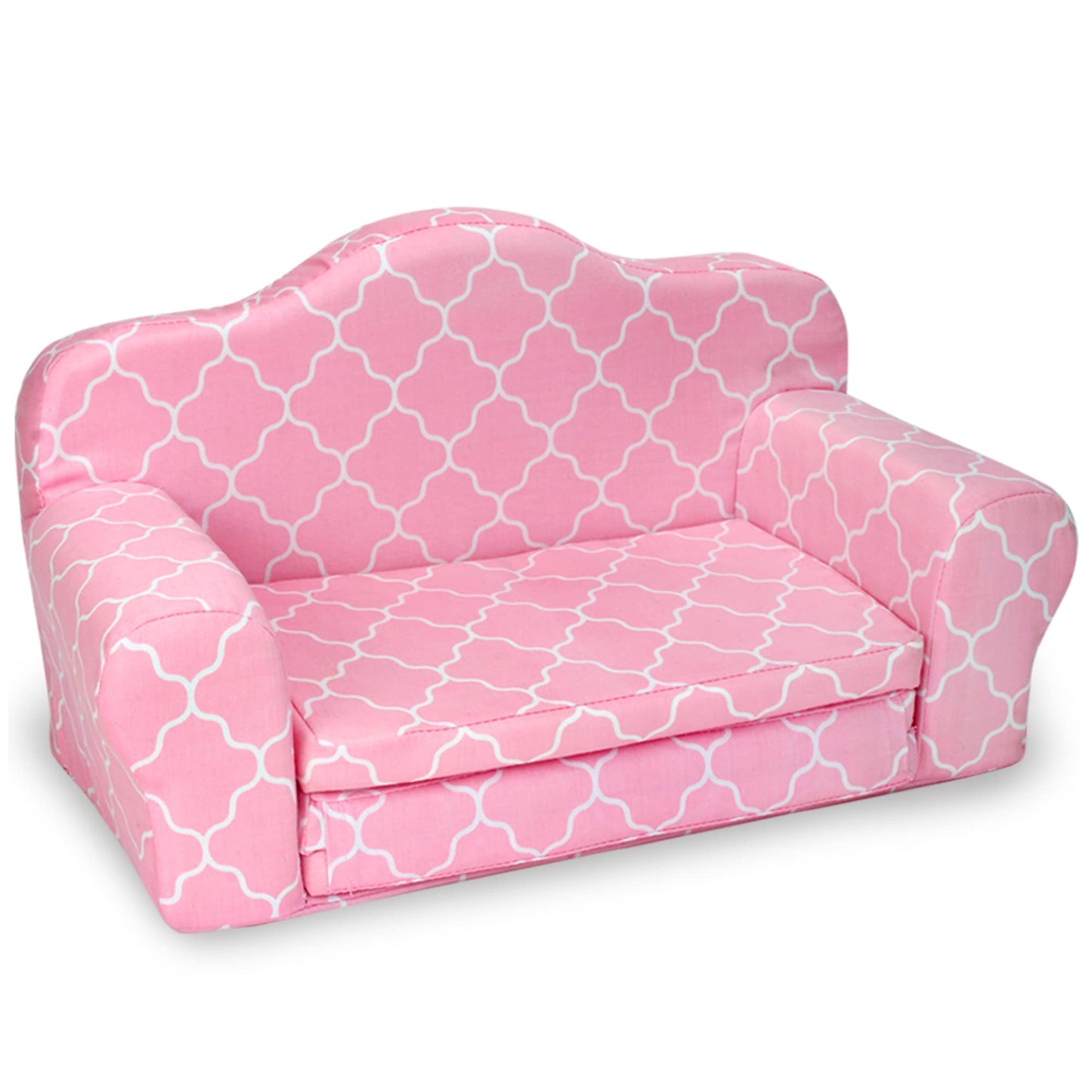 Pink Plush Doll Furniture for 18 Inch Dolls | 2-in-1 Pull Out Sofa Bed Converts to Doll Couch, Perfect for 2 Dolls (the underlined must be included)| Dolls Sold Separately