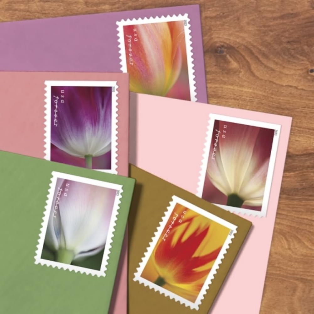 Tulip Blossom Forever Postage Stamp - 2 Books of 20 US First Class Flower Wedding Celebration Party Garden Announcement (40 Stamps)