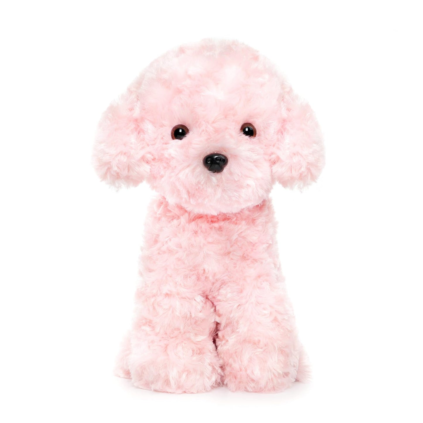 WEIGEDU Pink Puppy Dog Stuffed Animals Plush Toys, Pink Toy Poodle Bichon Frise Maltese Stuffed Dog Plush, for Girls, Kids, Babies, Birthday, Easter, Christmas -32cm