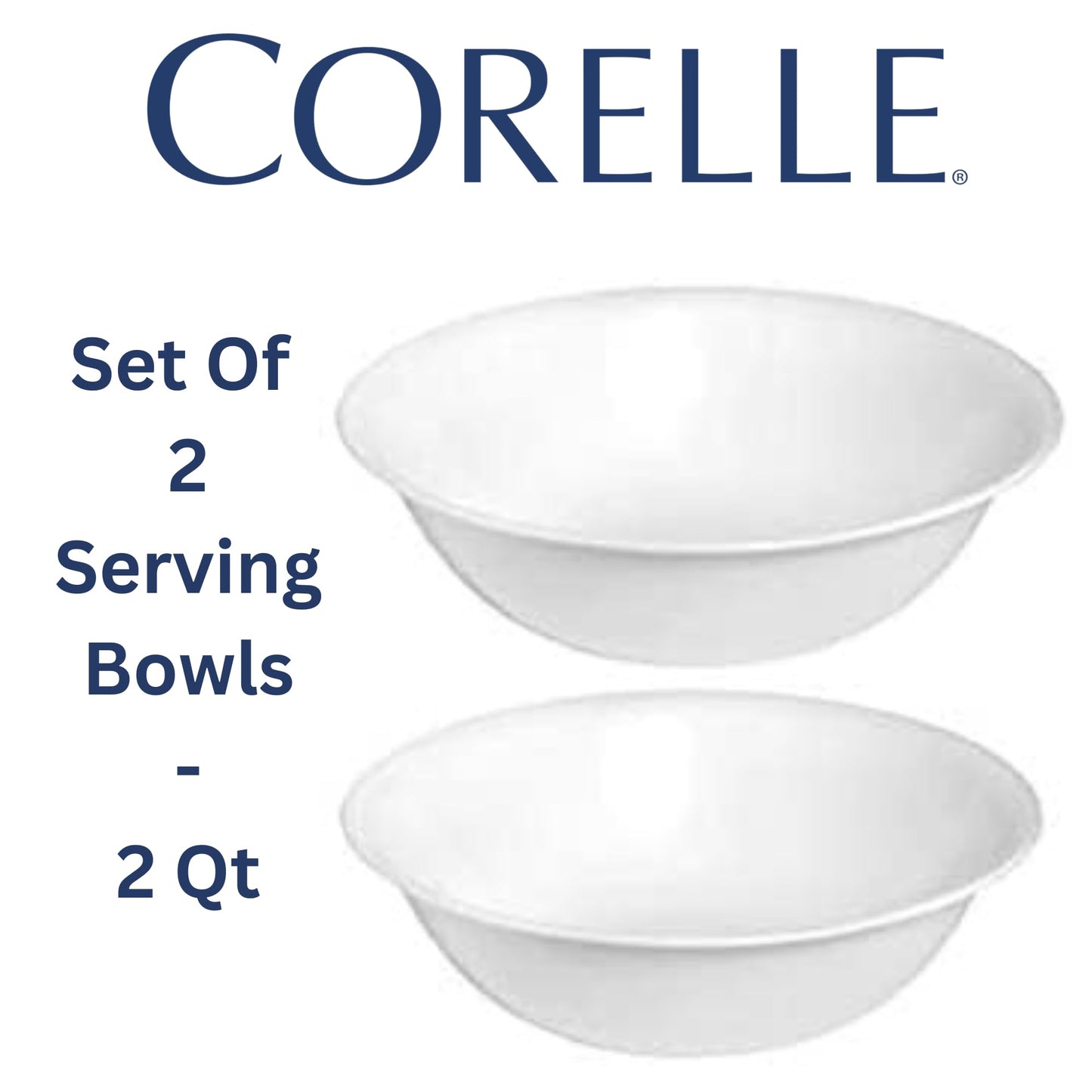Corelle 12-1/4-Inch Serving Platter, Winter Frost White - 2-Pack with 2-Quart Serving Bowl, Winter Frost White 2PK - Set of 4