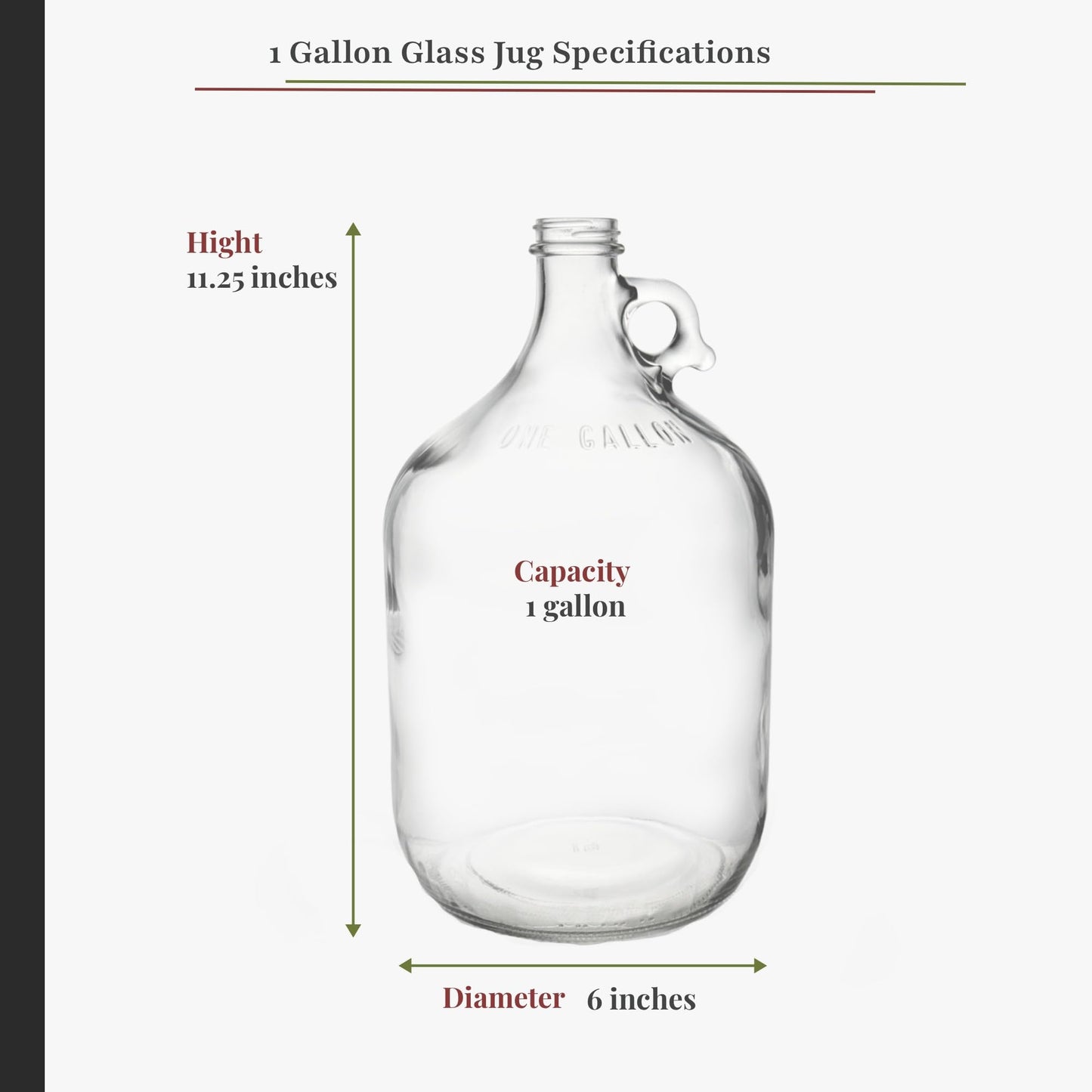 North Mountain Supply 1 Gallon Glass Fermenting Jug with Handle, 6.5 Rubber Stopper, 6-Bubble Airlock, 2-Piece Airlock & Black Plastic Lid - Set of 4