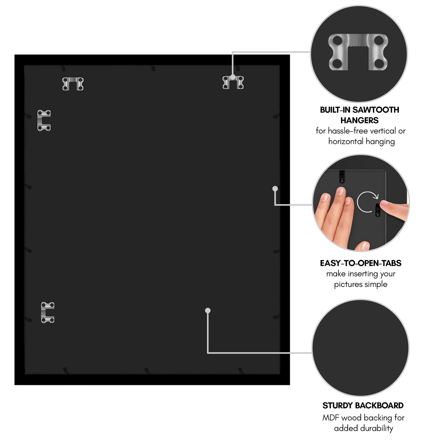 Americanflat 28x34 Poster Frame - Black Engineered Wood with Polished Plexiglass - Wide Picture Frame for Vertical or Horizontal Wall Display - Epic Collection - Black