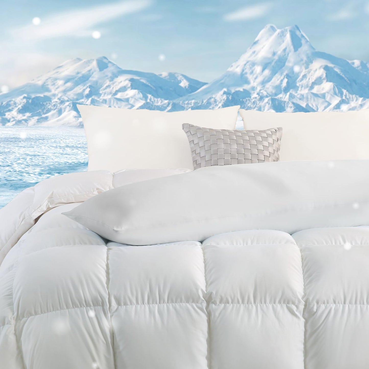 DOWNCOOL Large Body Pillow Insert with Cooling Cover - Soft Long Bed Pillow for Summer - Breathable Full Body Pillow for Adults - 20x54 inch (White, with Cover)