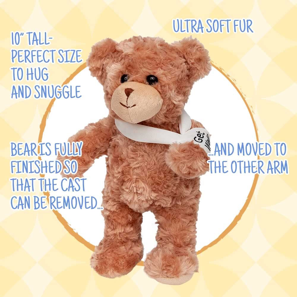 Jolitee Broken Arm Bear Gifts for Kids Teddy Broken Arm Bear Get Well Stuffed Animal Teddy Bear Gifts for Kids with Broken Arm Adult for Left or Right Arm Cast Sling 10.5 inches