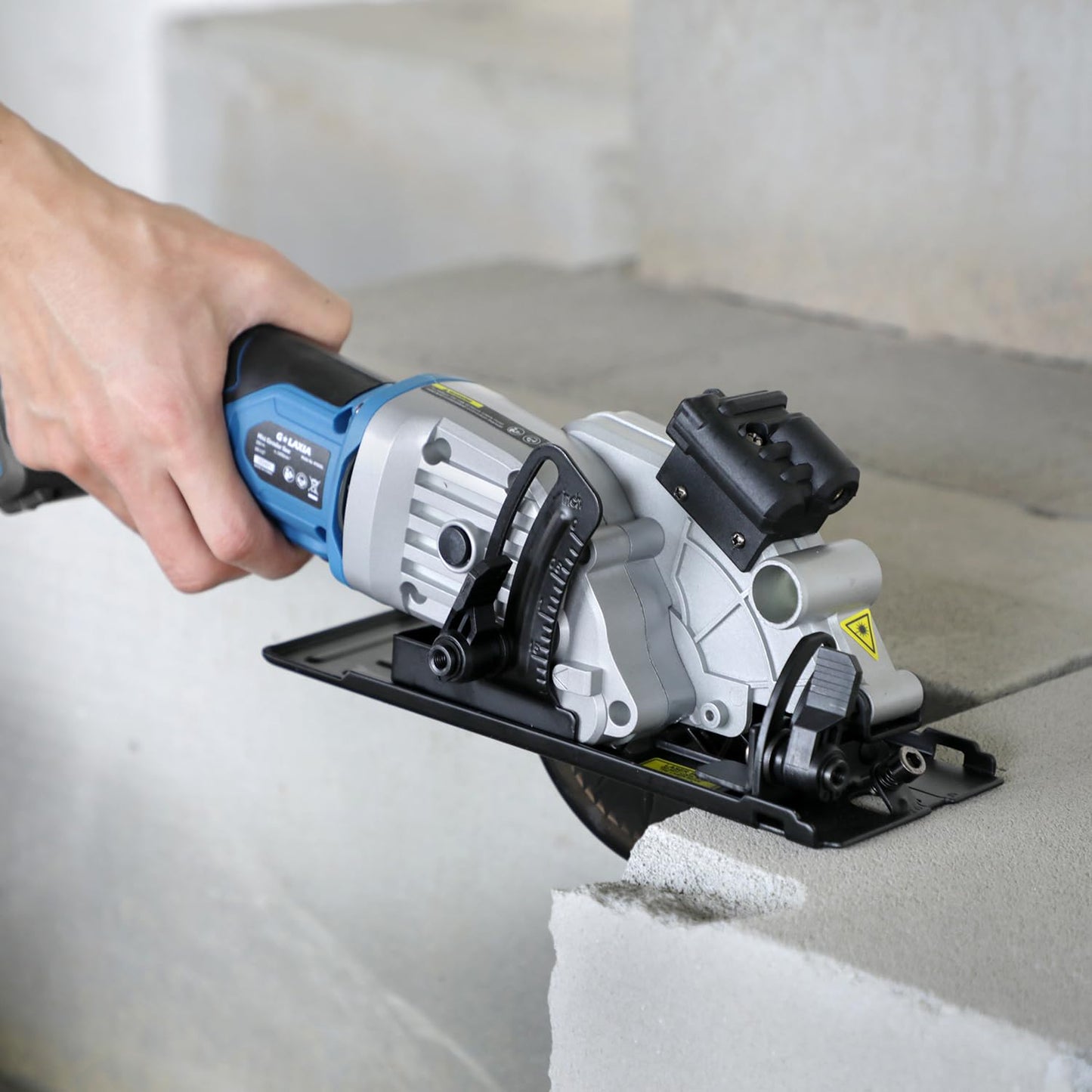 G LAXIA Mini Circular Saw, 4-1/2" 3400RPM Cordless Circular Saw with Laser Guide, Rip Guide, Compact Hand Saw with 2Pcs blades（24T+60T), Max Cutting Depth 1-11/16"(90°), 1-1/8"(45°)