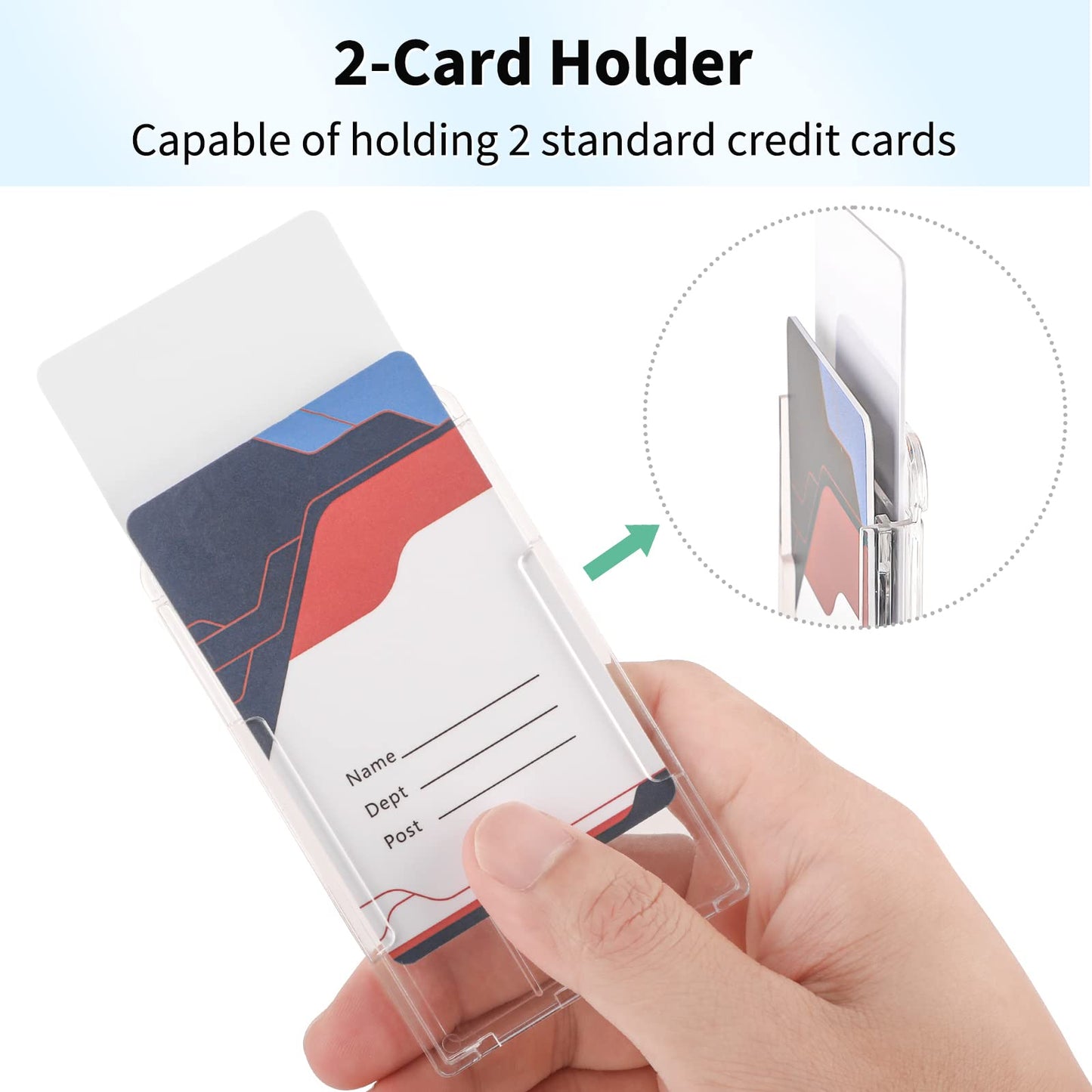 Pawfly 50 Pack Vertical 2-Card Badge Holder with Thumb Slot Hard Transparent PC Case Protector for Office School IDs Credit Cards Driver’s Licenses and Passes