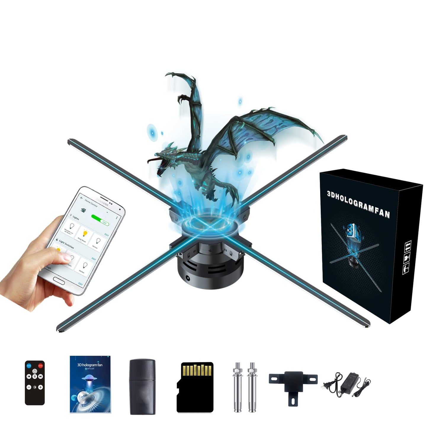 3D Hologram Fan,27.5“ Christmas Tree Holographic Fan Advertising Display with Remote,Hologram Projector with 700 Video Library,70CM Hologram Fan HD LED for Business Store Signs,Halloween
