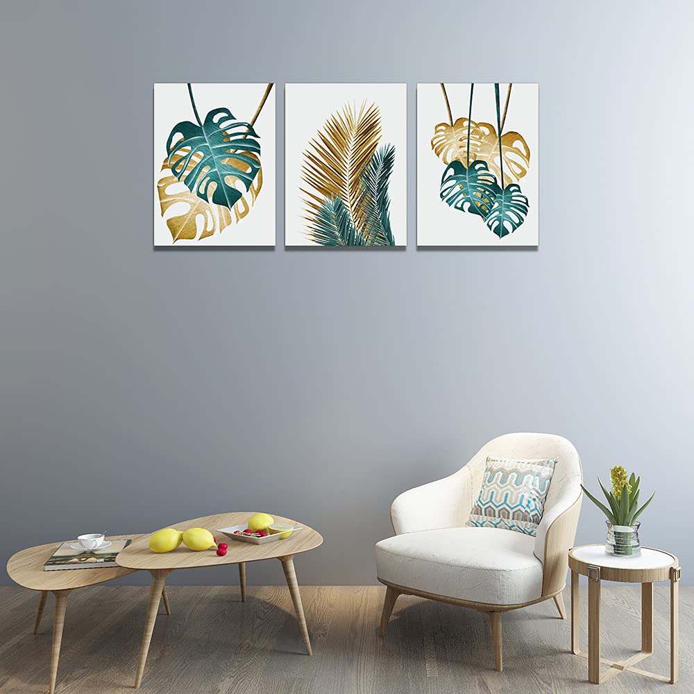 Canvas Wall Art For Living Room Family Wall Decorations For Bedroom Kitchen Dining Room Wall Decor Abstract Painting Leaves Wall Pictures Artwork Office Canvas Art Prints Bathroom Home Decor 3 Piece