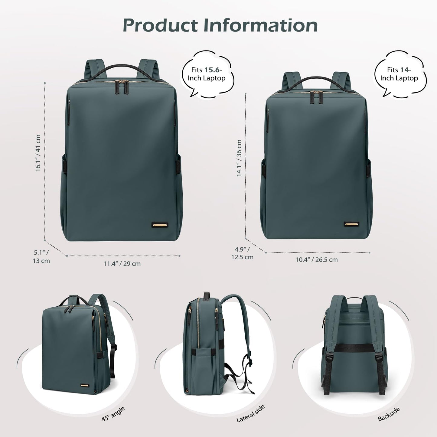 GOLF SUPAGS Stylish Laptop Backpack for Women Airline Approved Perfect for Work College and Travel Multi-Functional Casual Daypack Fits 15.6 Inch Notebook (Atrovirens)