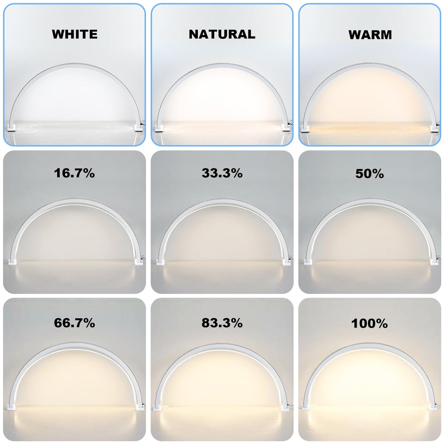 Yzzseven Large Half Moon Light for Nail Desk, 28.7" Professional 34W Led Moon Lamp Nail Tech, Nail Salon Desk Lamp 3 Mode Lighting for Manicure Technician (White)