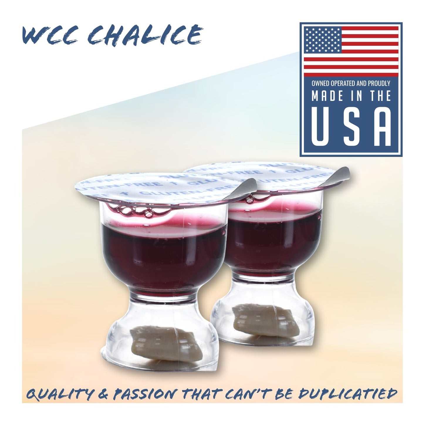 World Communion Cups Gluten-Free Pre-filled Disposable Communion Cups - Concord Grape Juice with Bread- (100) Units - Shipping Included