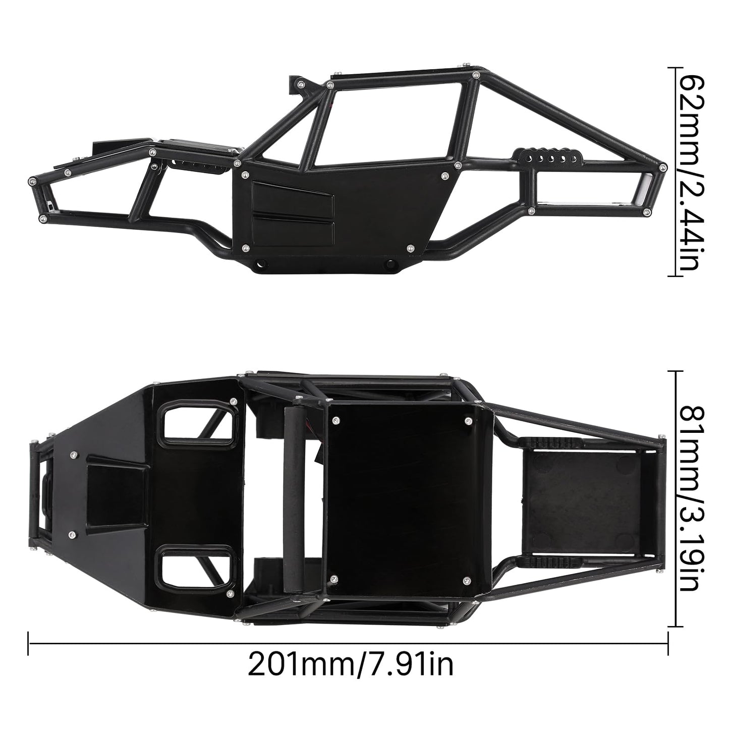 INJORA Rock Tarantula Nylon Buggy Body Shell Chassis Kit for TRX4M 1/18 RC Crawler Upgrade（Black）