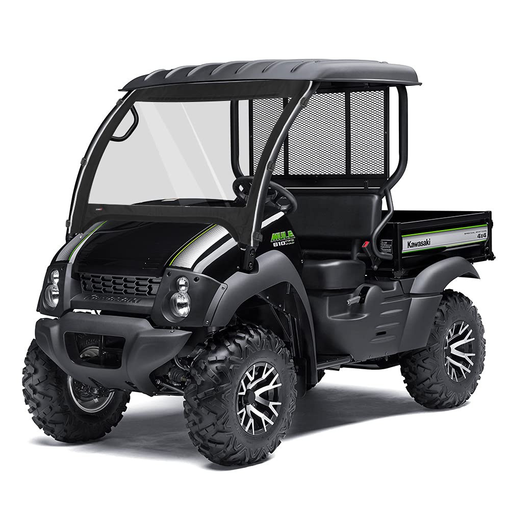 KEMIMOTO UTV Windshield Compatible with Kawasaki Mule 600 Mule 610 4x4 XC SE 2005-2016 Clear Fold Up Window UTV Full Front Windshield Accessories