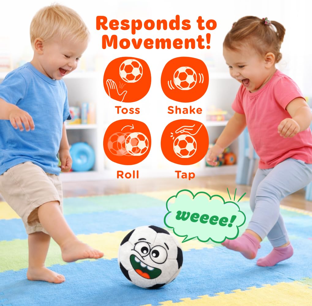 Move2Play, Hilariously Interactive Toy with Music & Sound Effects | Birthday Gift for Boy & Girl | Ball for Toddler & Baby | Indoor/Outdoor | Age 6, 9, 12+ month | 1, 2, 3+ Year Old (Soccer Ball)