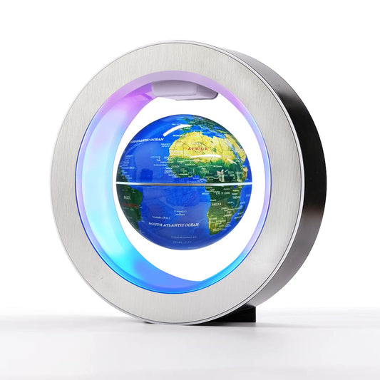 Flagest Magnetic Levitation Floating Globe - Levitating O Shape Globe with LED Lights for Educational Home Office Desk Decor - Birthday Holiday Party Item (4Inches Globe