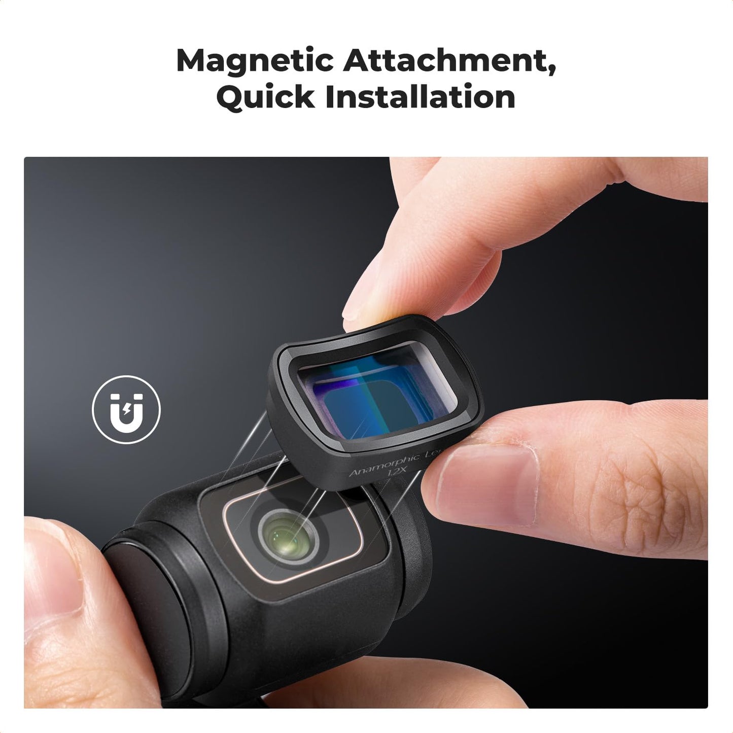 K&F Concept 1.2X Anamorphic Lens Compatible with DJI Osmo Pocket 3, Blue Streak Effect Widescreen Cinematic Lens, Magnetic Attach/Multi-Coated/Optical Glass