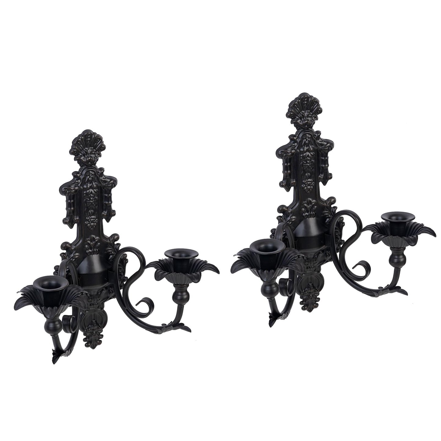 Candle Sconce(Set of 2)-Metal Wall Decorations-Rustic Home Decor-Wall Candle Sconces-Black Wall Sconces,Ideal for Stick Candles