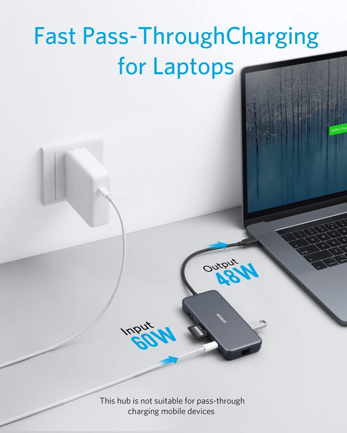 Anker USB C Hub Adapter, PowerExpand+ 7-in-1 USB C Hub, with 4K USB C to HDMI, 60W Power Delivery, 1Gbps Ethernet, 2 USB 3.0 Ports, SD and microSD Card Readers, for MacBook Pro and Other Laptops