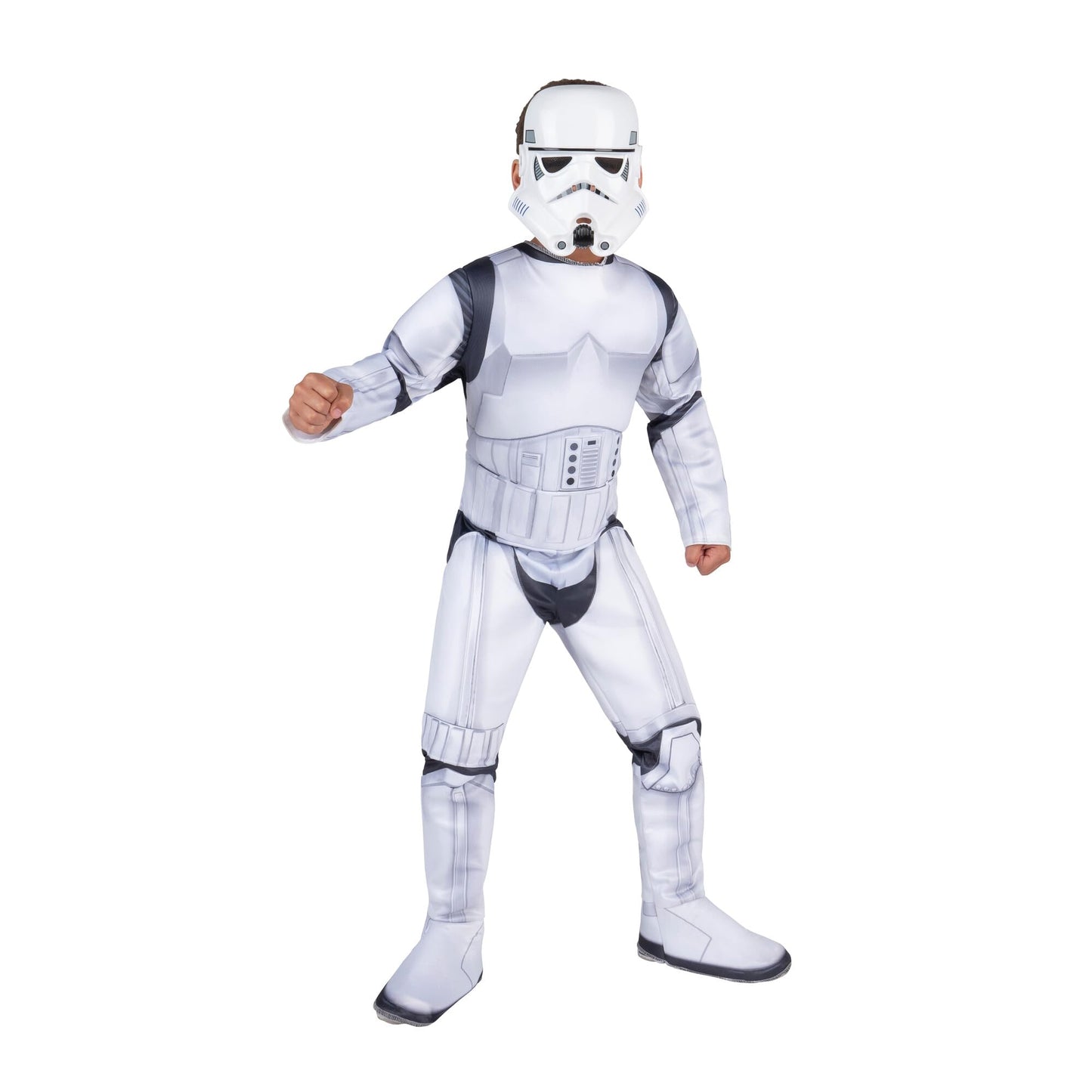 Star Wars Stormtrooper QUALUX Costume (Child) - Qualux Jumpsuit with 3D Half Mask - Size Large White