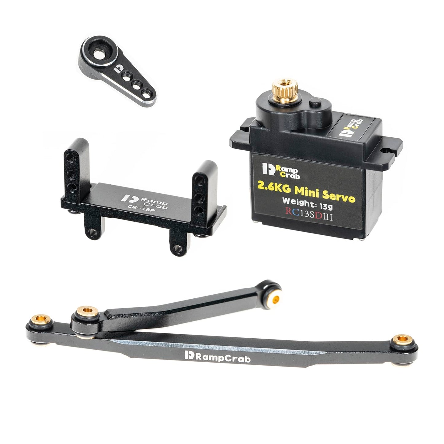 RampCrab micro 2.6KG Servo with Steering links, Servo Mount Bracket and Servo horn for CR18P