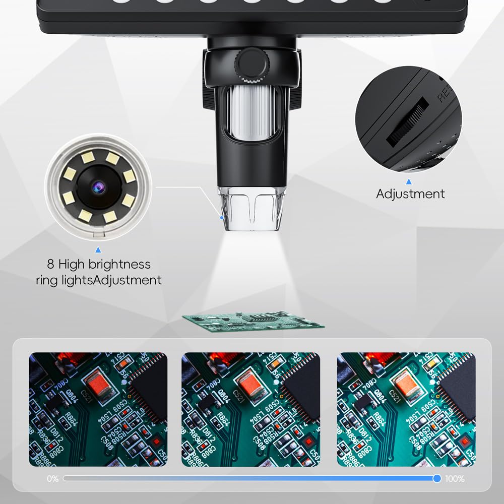 7" Digital Microscope for Adults, SKYEAR Coin Microscope 1200X Magnification with 8 Ajustable LED Fill Lights and 32GB Card, USB Microscope for Windows/MacOS, Coin Collection Supplies