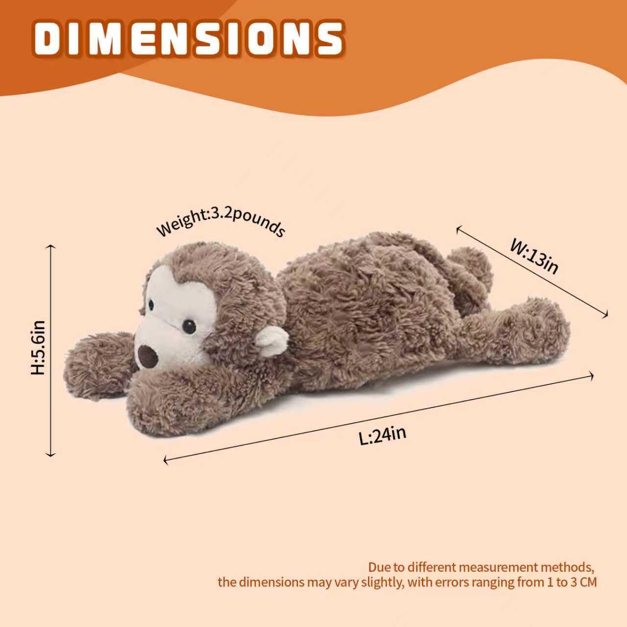 24" 3.2 Pounds Monkey Cute Weighted Stuffed Animals,Sensory Comfort Plush Throw Pillow Toy,Monkey Plush Toys for Stress Relief, Kawaii Plushies Hugging Toy Stuffed Monkey Gifts for Kids & Adults.