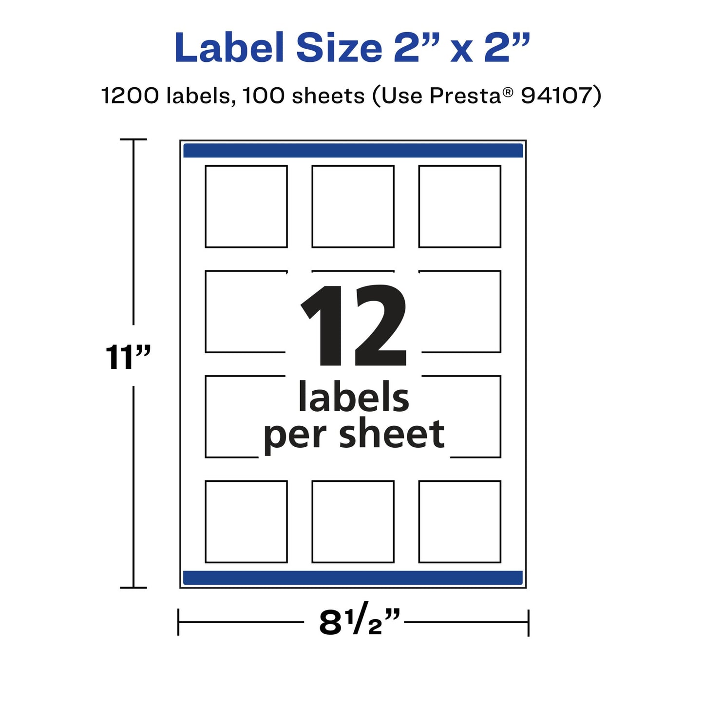 Avery Matte Clear Square Labels with Sure Feed, 2" x 2", 1,200 Matte Clear Labels, Print-to-The-Edge, Laser/Inkjet Printable Labels