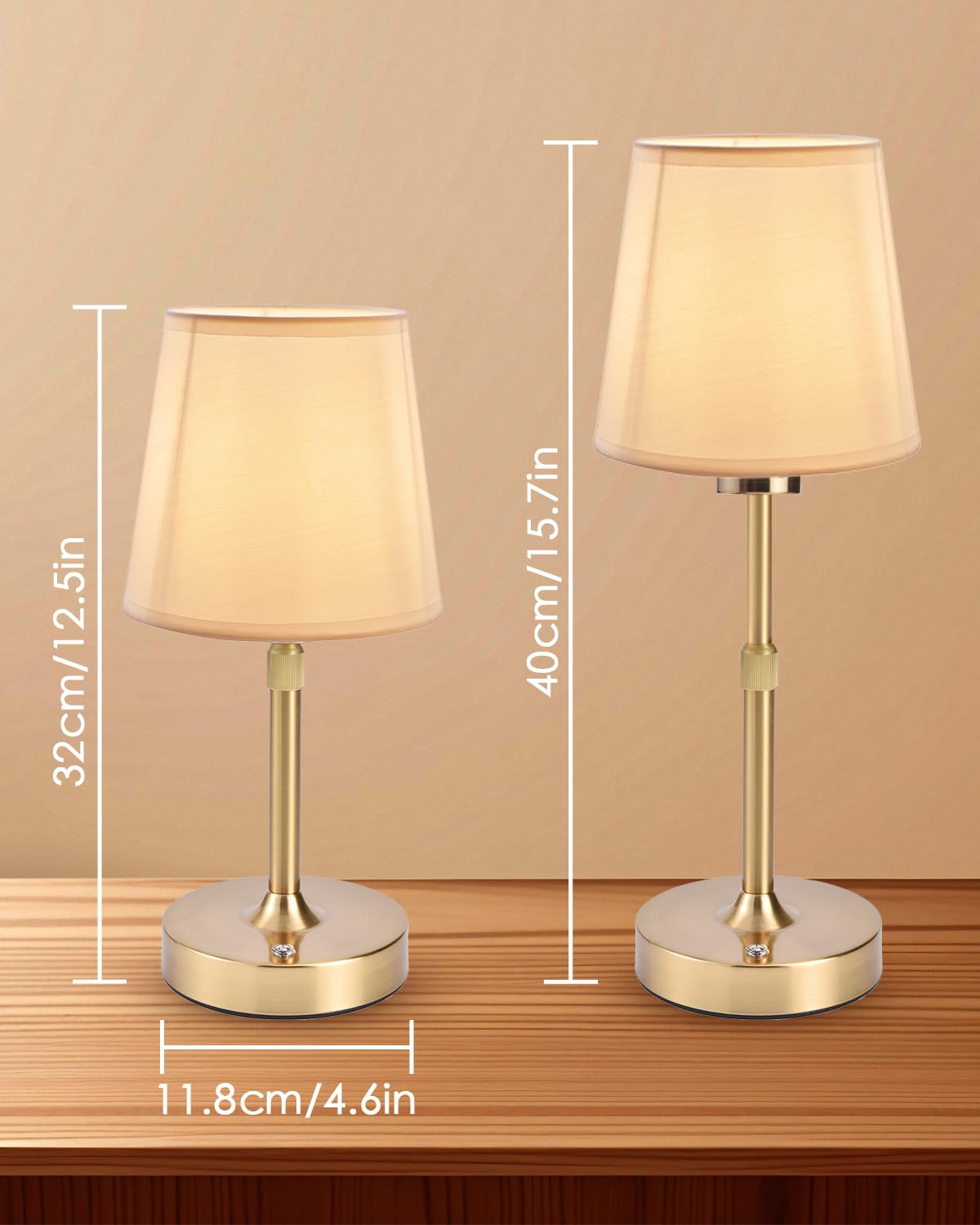Cordless Table Lamps Rechargeable Wireless Touch Lamp for Living Room 5200mAh Battery Operated Lamp Small Gold LED Lamps for Kitchen Counter Home Bathroom Nightstand Shower Gifts for Dad Mom