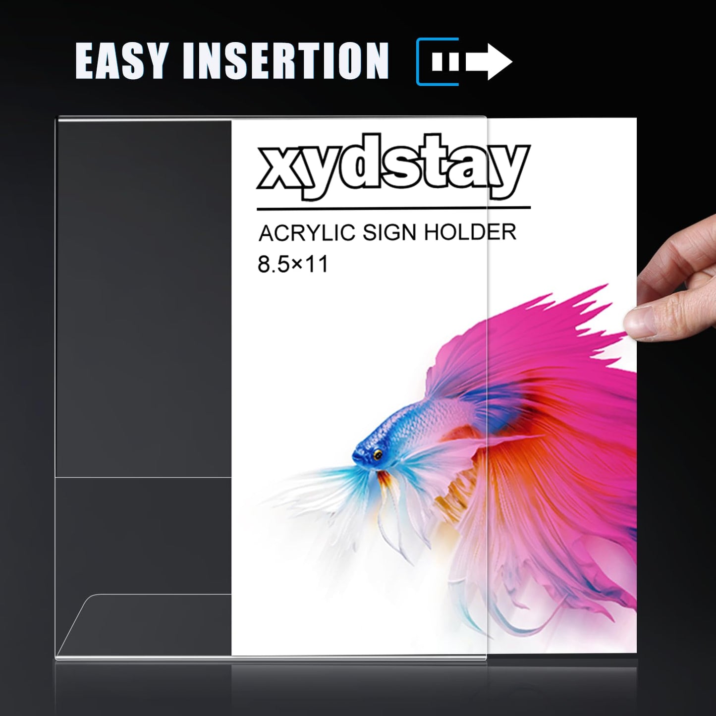 xydstay 12pack 8.5x11 Acrylic, L Shape Clear Plastic, Menu Holder, Unbreakable Table Sign Holder for Restaurant, Office, School, Store and Home Use