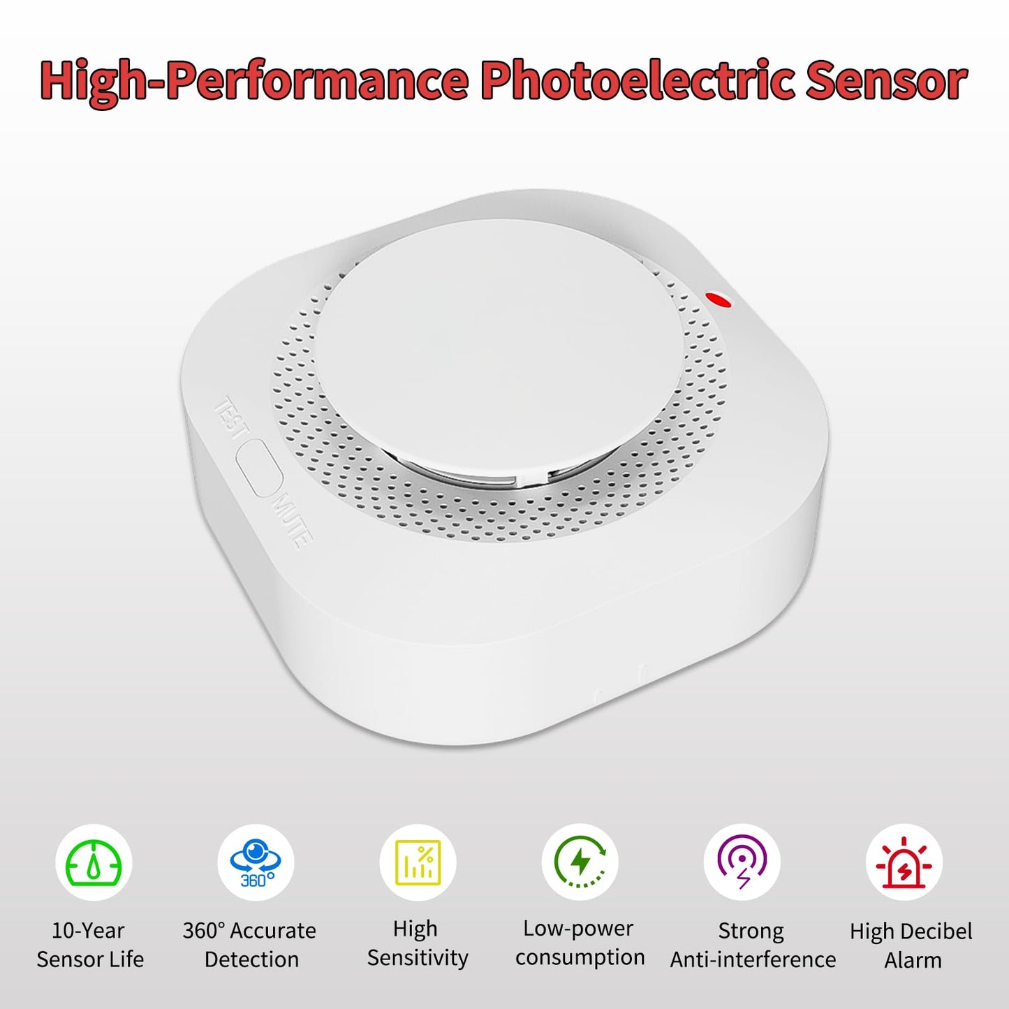 WARROXIDE Smoke Detectors for Home,Photoelectric Wireless Fire Alarms Replaceable Battery Powered,Portable Smoke Alarm with Test/Mute Button,Attic Smoke Detector,6 Pcs(Battery Not Included)
