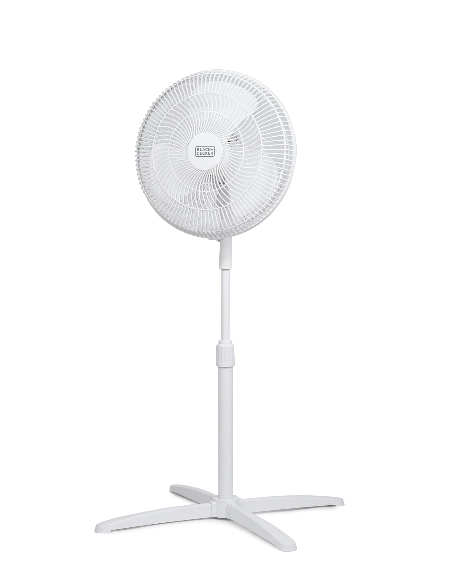 BLACK+DECKER 16-Inch Pedestal Fan, BFP16MXW, Oscillating Fan for Home and Office, Standing Fan with 3 Speed Settings, Height Adjustable with Adjustable Head Tilt, White