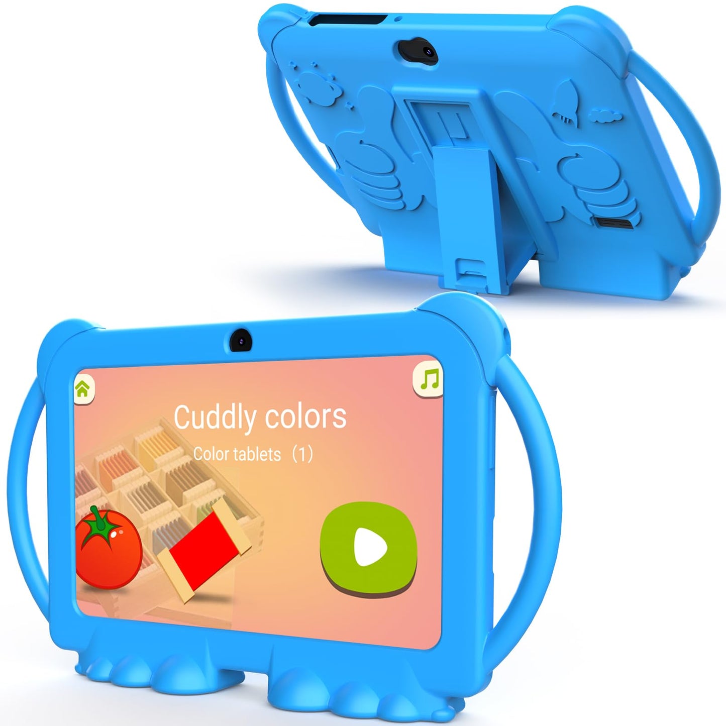 Kids Tablet, 7 inch Android 12 Tablet for Kids, 4GB RAM 32GB ROM 1TB Expand, Toddler Tablet with Parental Control, IPS Screen, Dual Camera, Educational, Games, Shockproof Case for Boys/Girls (Blue)