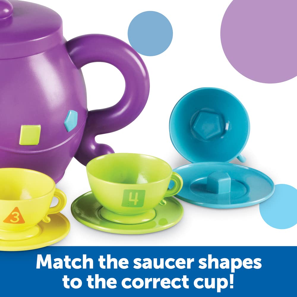 Learning Resources LER7740 Serving Shapes Tea Set, Color Recognition and Counting Toy, 11 Pieces, Ages 2+