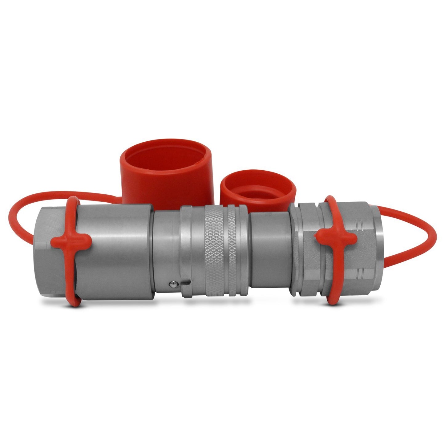 Summit Hydraulics 3/4" SAE Skid Steer Compatible with Bobcat Flat Face Hydraulic Quick Connect Couplers/Couplings Set w/Dust Caps, 2 Sets