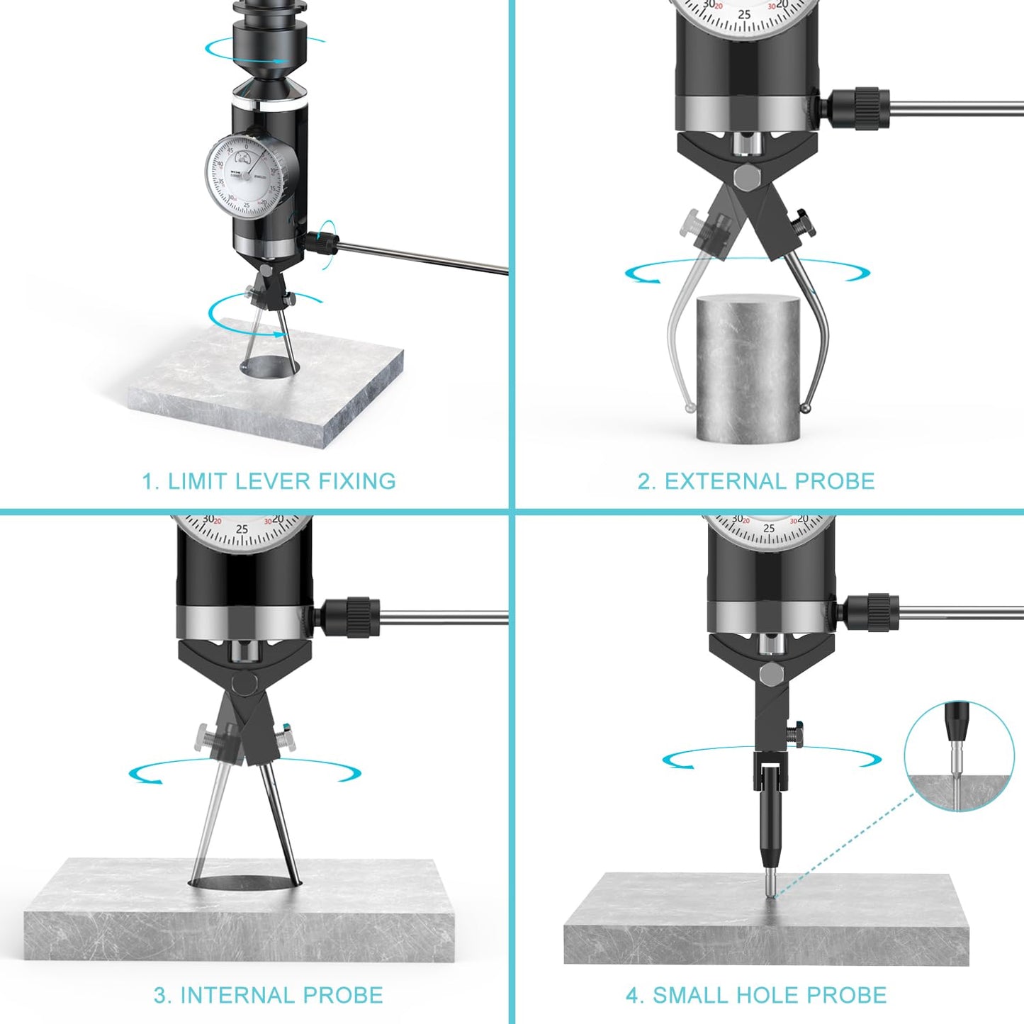 HDLNKAK Coaxial Centering Indicator Set 0-0.15''/0.0005''Standard Body, Co-Ax Precision Milling Machine Test Dial, Ideal Center Finder Tool