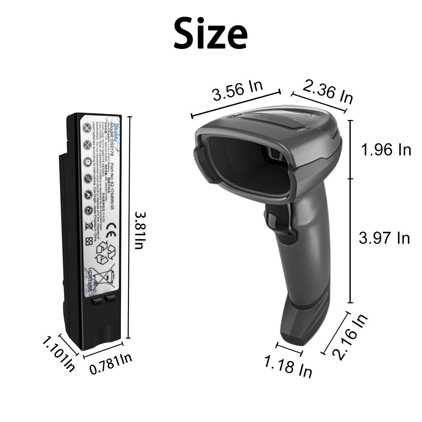 Sicimly 82-176890-01 Replacement Battery for Zebra DS8100 DS8178 DS8170 Series Barcode scanners 2500mAh.