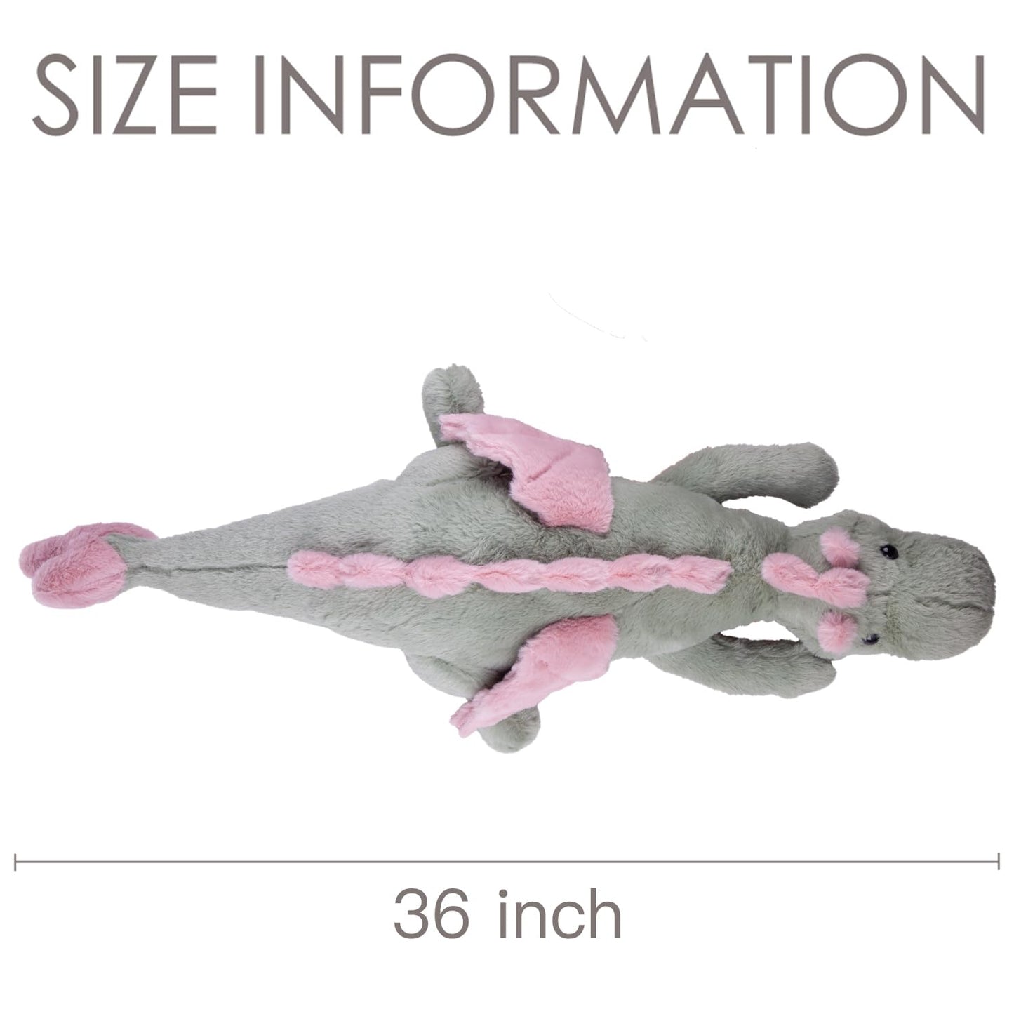 ARELUX Large 36in Cute Dragon Stuffed Animals Plush Toy Soft Matcha Green Pterosaur Plushie Giant Fuzzy Dinosaur Pillow Plushies with Pink Wings Cuddly for Friends Family Member