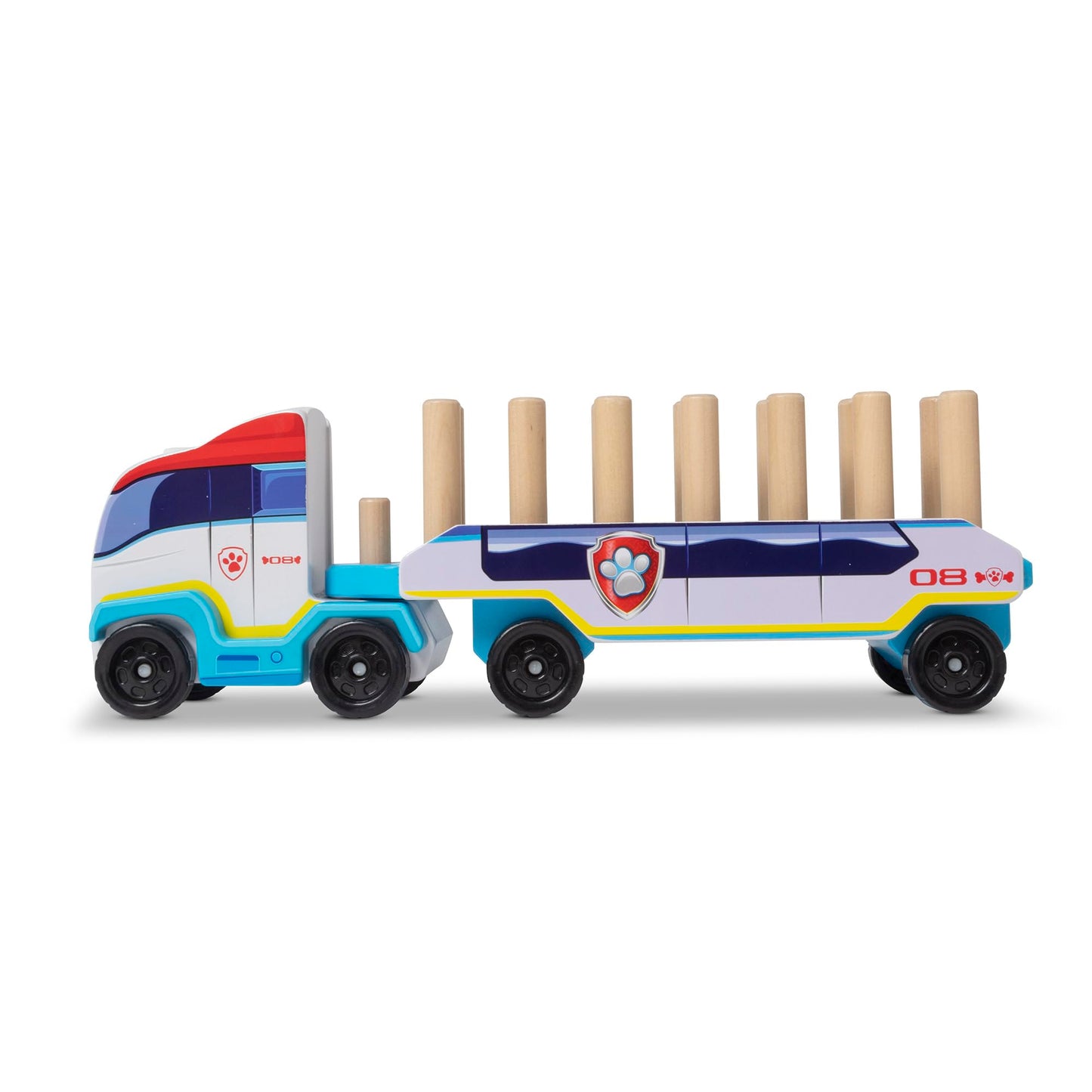 Melissa & Doug PAW Patrol Wooden ABC Block Truck (33 Pieces) PAW Patrol Sort and Stack Toys, Alphabet Blocks for Toddlers, Wooden Vehicle Toys for Kids Ages 3+