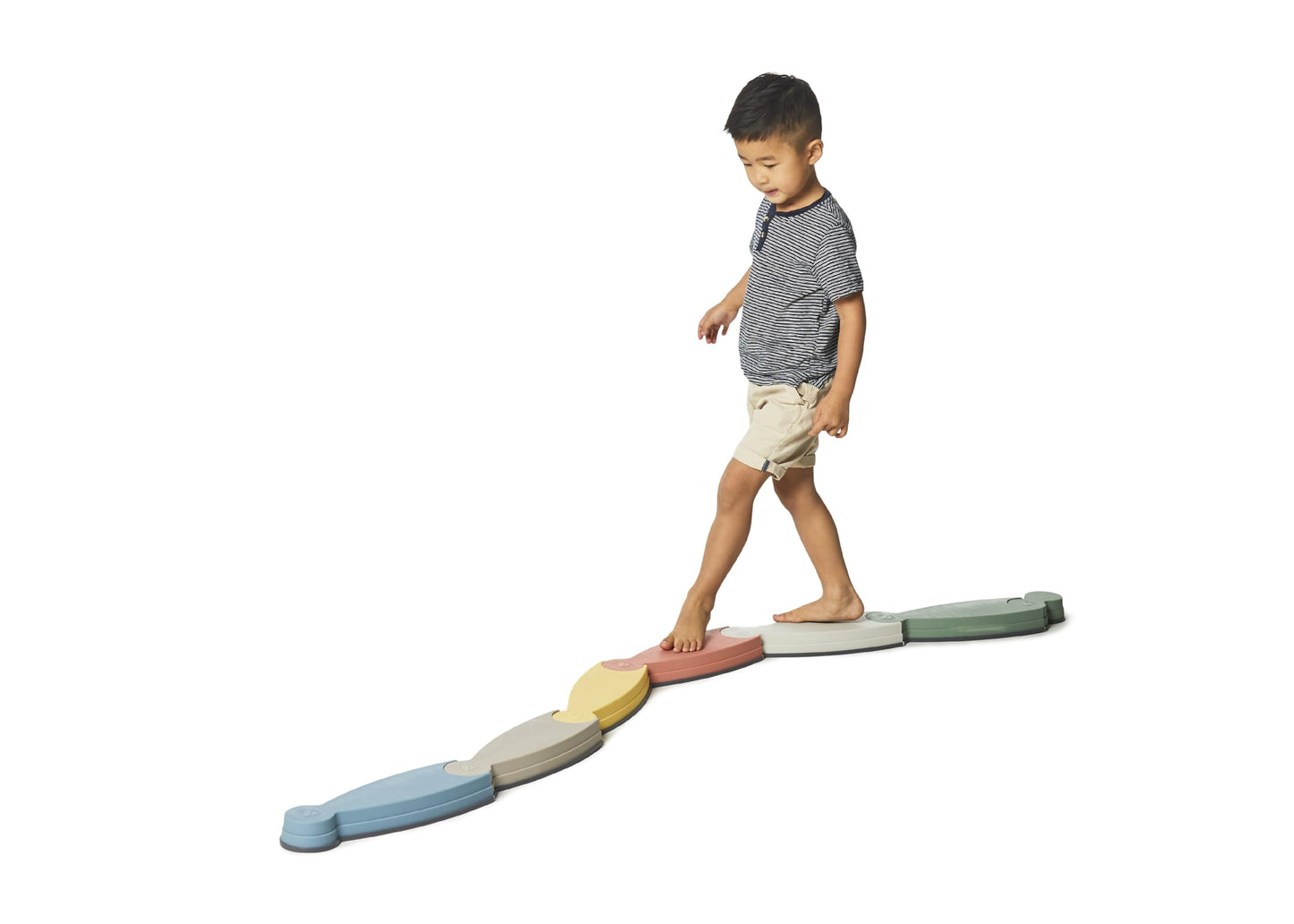 GONGE River Balance Course Set - 7 Elements for Gross Motor Skills Development, Multiple Path Creations - Safe and Sturdy - Ages 2+, Nordic