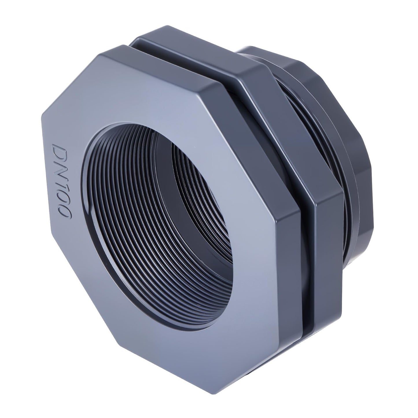 Maasechs 1 Pcs 4 Inch PVC Bulkhead Fitting Water Tank Connector Plumbing Bulkhead Pipe Fitting NPT for Rain Barrels, Aquariums, Tubs, Pools